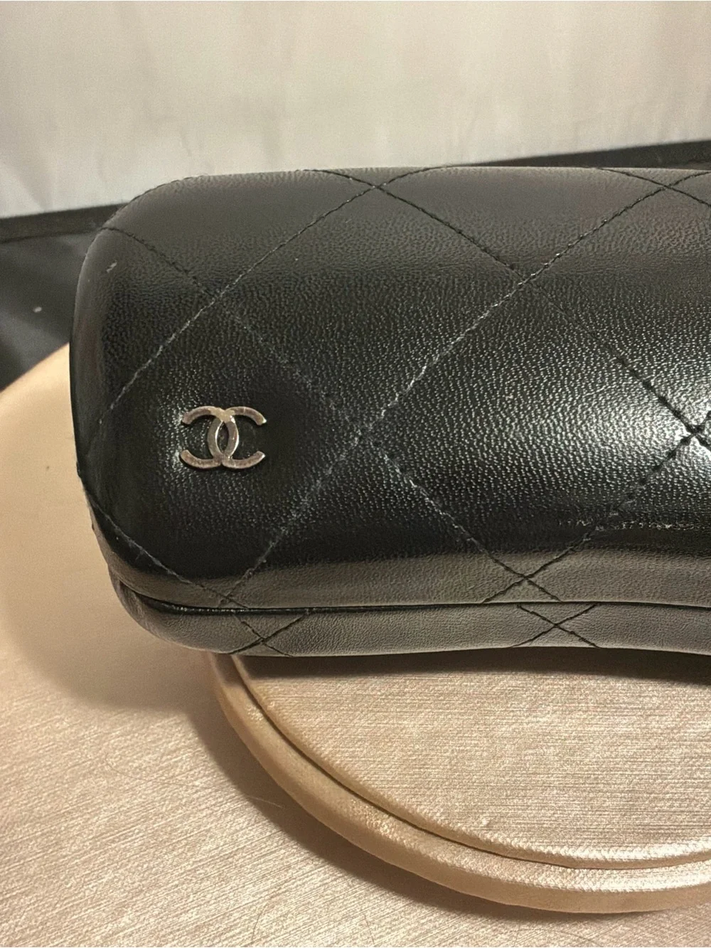 CHANEL Black Quilted Leather Sunglasses Case